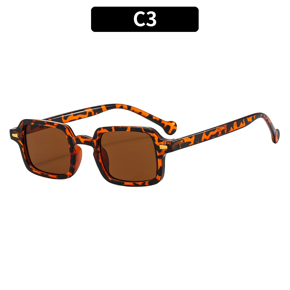 Mode luxueux Rectangle lunettes de soleil femmes