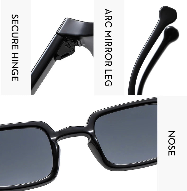 Mode luxueux Rectangle lunettes de soleil femmes