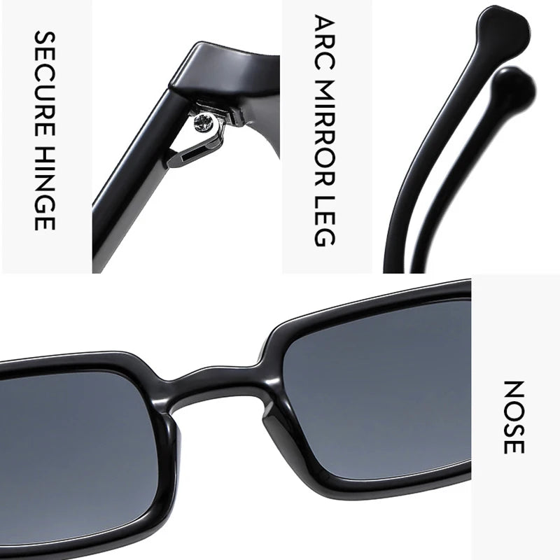 Mode luxueux Rectangle lunettes de soleil femmes