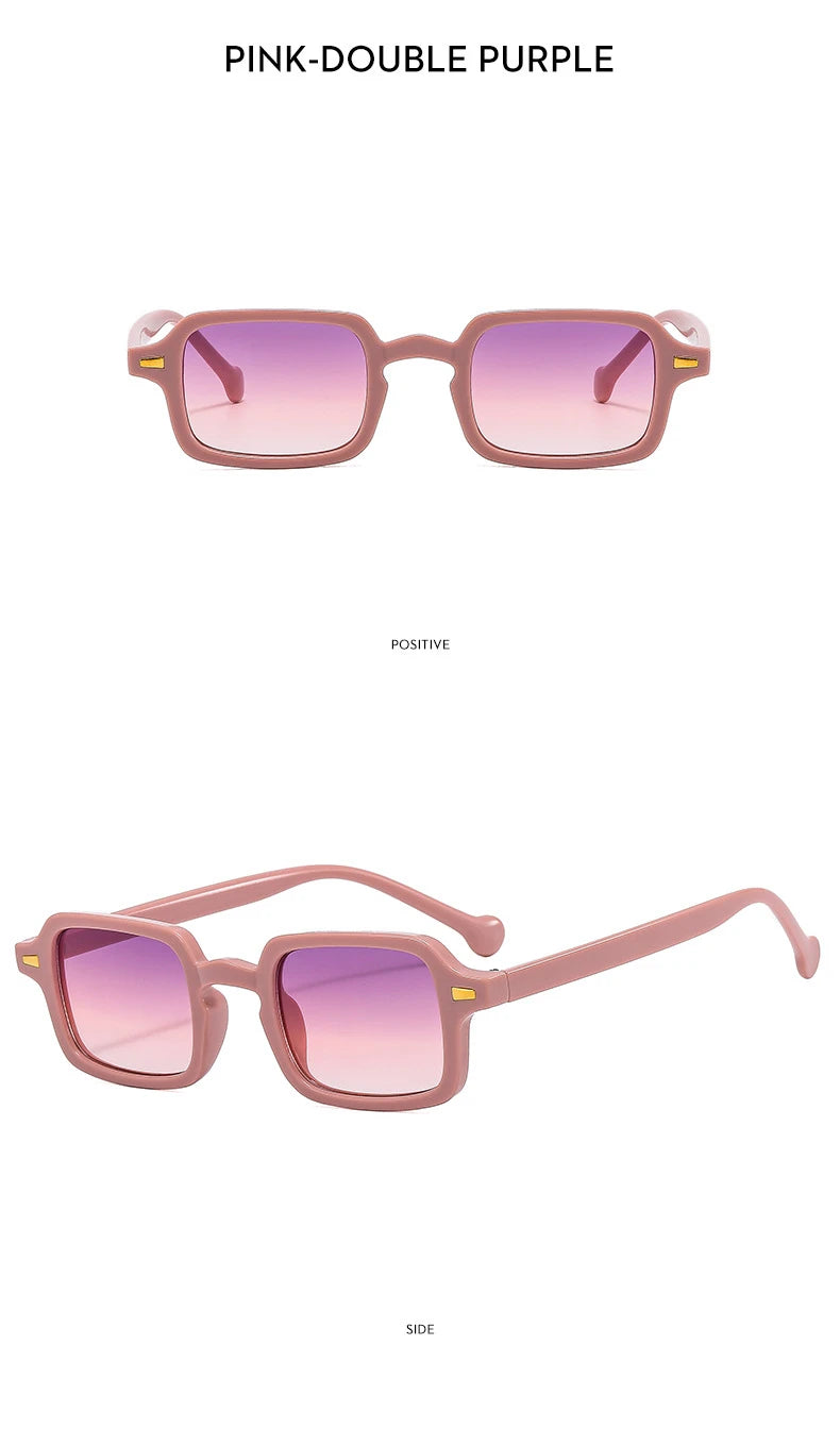 Mode luxueux Rectangle lunettes de soleil femmes