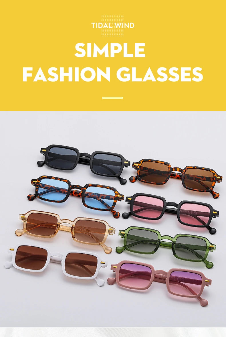Mode luxueux Rectangle lunettes de soleil femmes