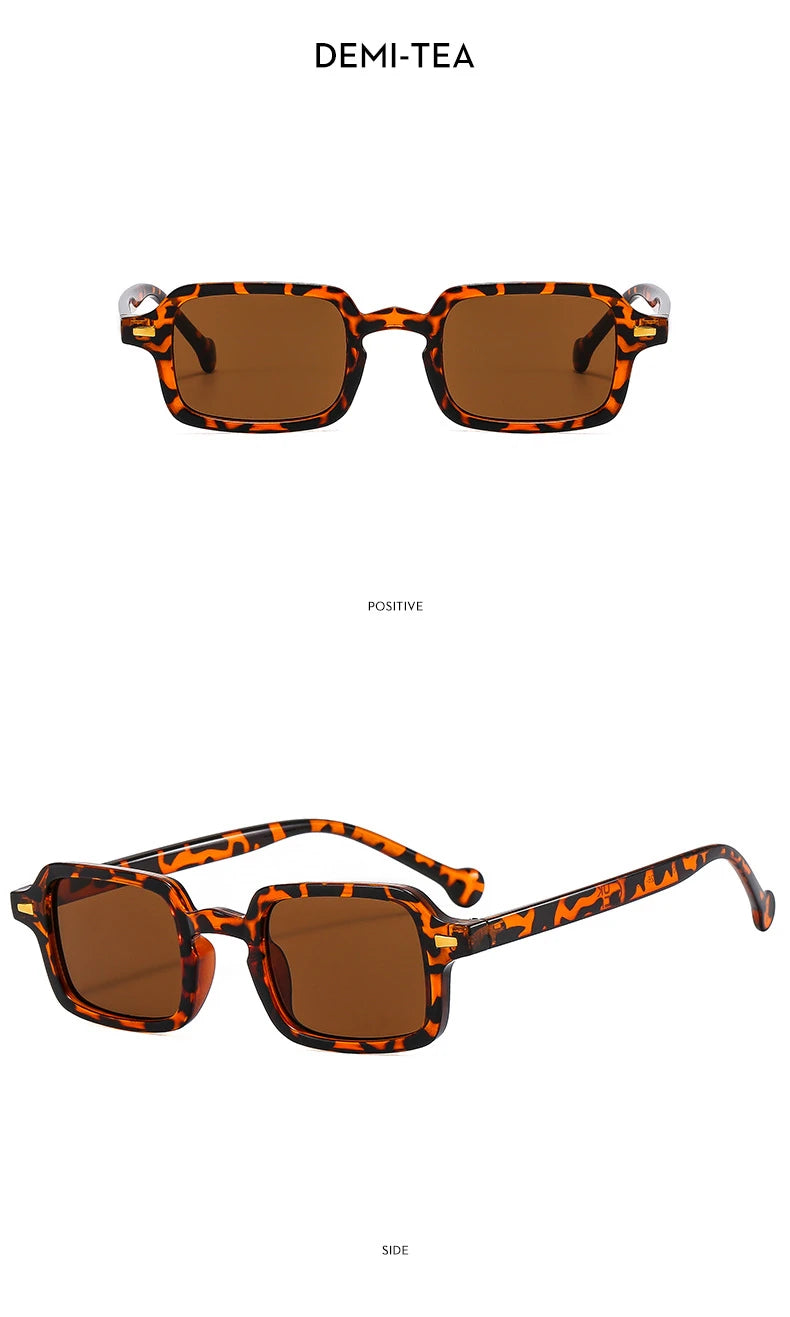 Mode luxueux Rectangle lunettes de soleil femmes