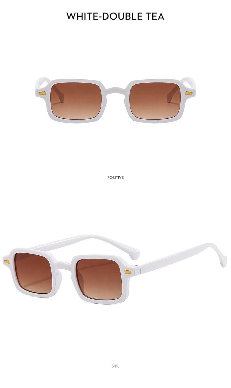 Mode luxueux Rectangle lunettes de soleil femmes