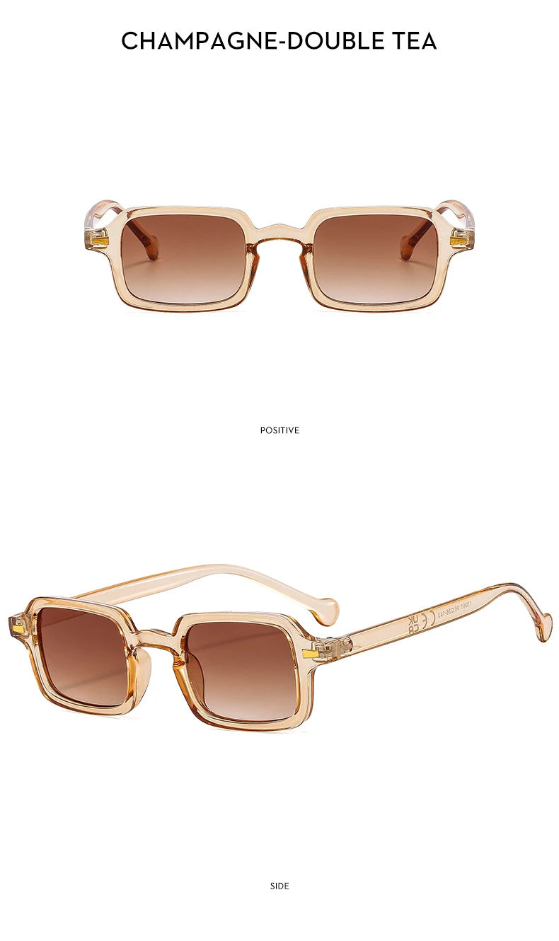 Mode luxueux Rectangle lunettes de soleil femmes