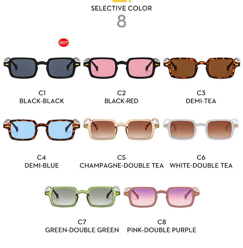 Mode luxueux Rectangle lunettes de soleil femmes