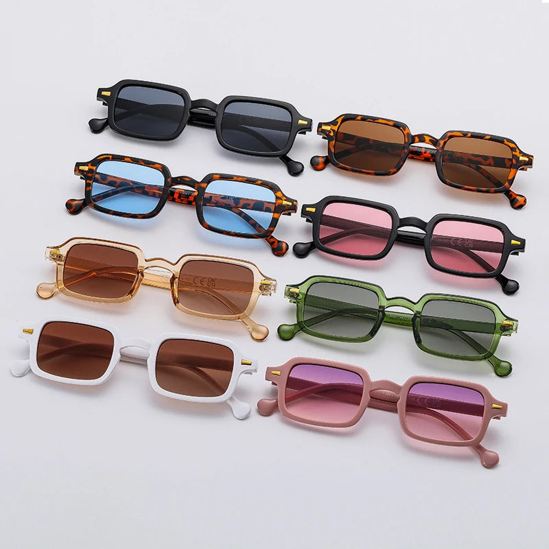 Mode luxueux Rectangle lunettes de soleil femmes