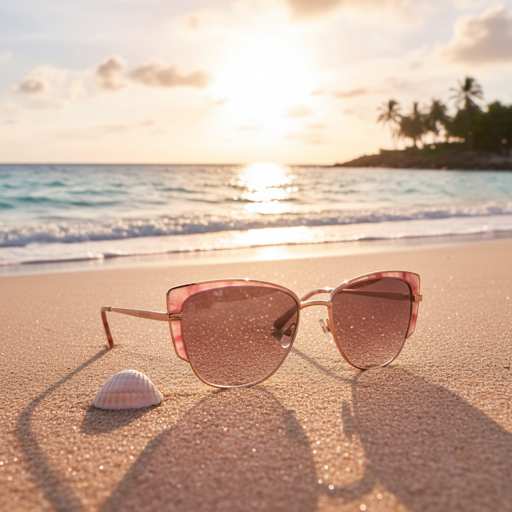 Luxury sunglasses on the beach